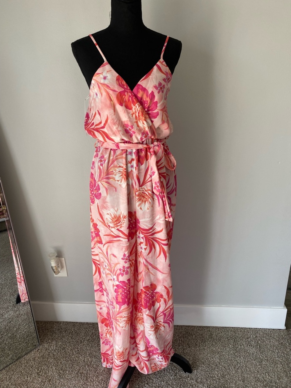Floral Coral pants romper